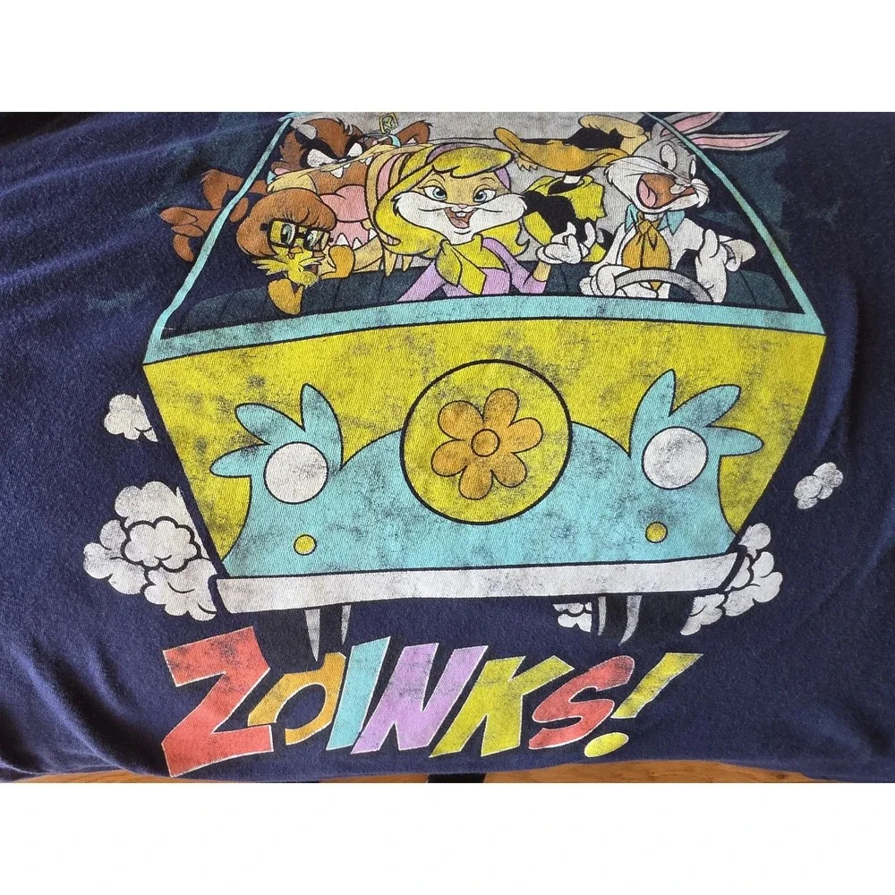Bugs Bunny Mystery Machine T-Shirt 2XL Blue Crew Neck Cotton Tee Casual Unisex